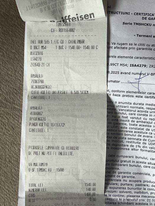Inel de aur 14kt, NU e negociabi