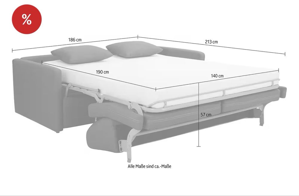 Canapea extensibilă 3 locuri cu saltea – 186 cm – sistem tip pat