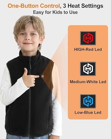 Детски отопляем елек с батерия 7.4V 12000mAh, 5 зони, 3 нива, S размер