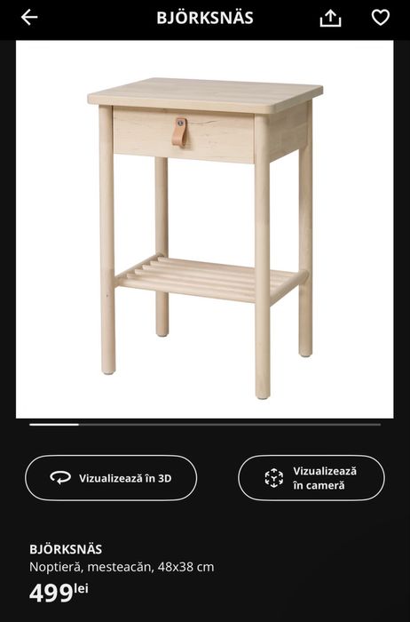 Set dormitor IKEA BJORKSNAS + saltea VESTEROY + noptiere 2 buc