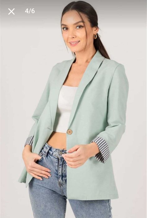 Дамско сако в цвят мента