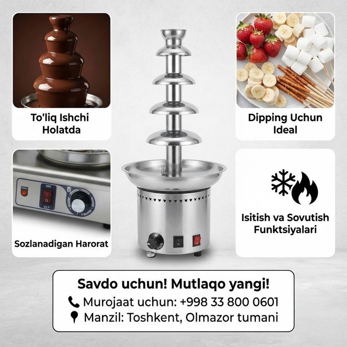 5 qavatli Shokolad fontani