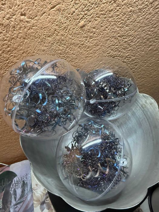 Globuri transparente de Crăciun cu șpan metalic - 10 cm, 10 bucăți