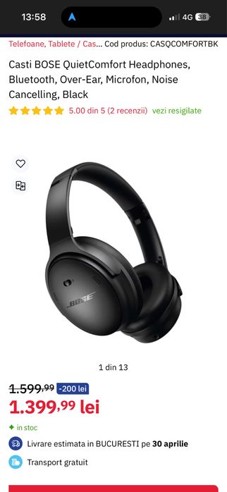 Casti BOSE QuietComfort Headphones,