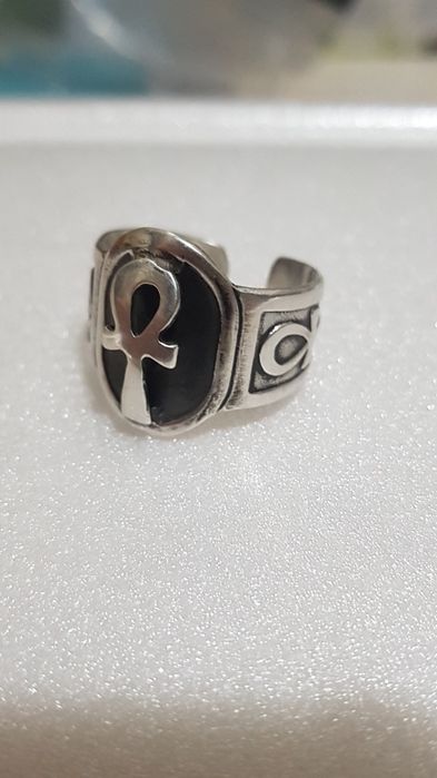 Superb inel ghiul argint masiv 925 Egiptean,crucea ankh,poansonat,