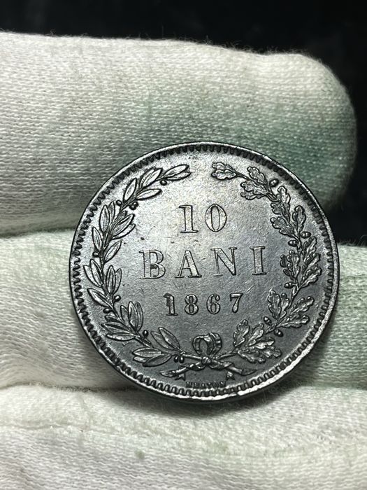 Moneda 10 bani 1867 Heaton , UNC