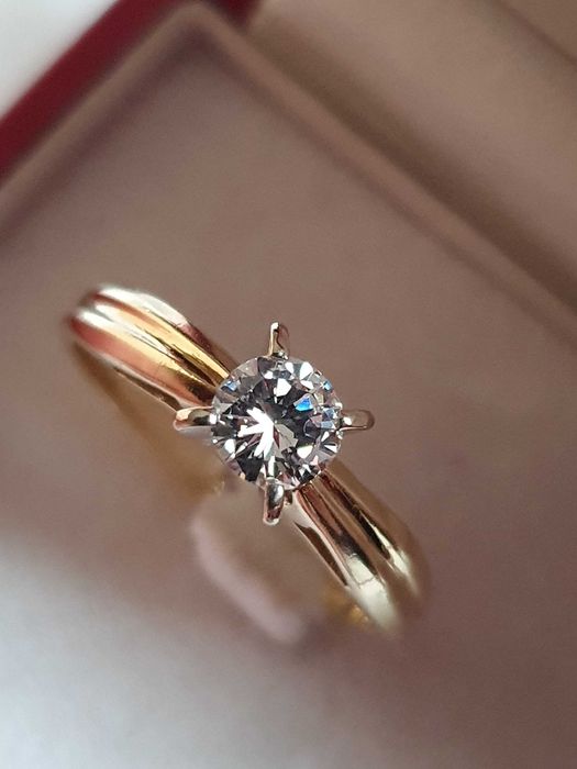 Solitair antic logodna aur 14k cu diamant natural vvs 0,5ct
