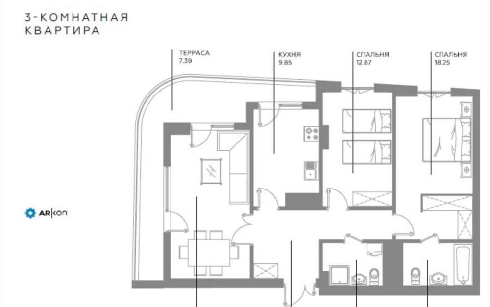 Infinity Продается 3 комнатная квартира коробка Ц-1, ул.Садыка Азимова