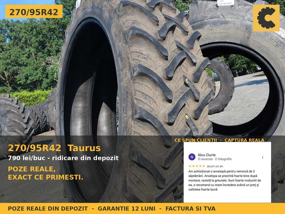 ANVELOPE 270/95R42 11.2R42 11.2-42 27095R42 Taurus Cauciucuri Tractor Prasit Erbicidat 3 BUCATI SH GARANTIE Factura