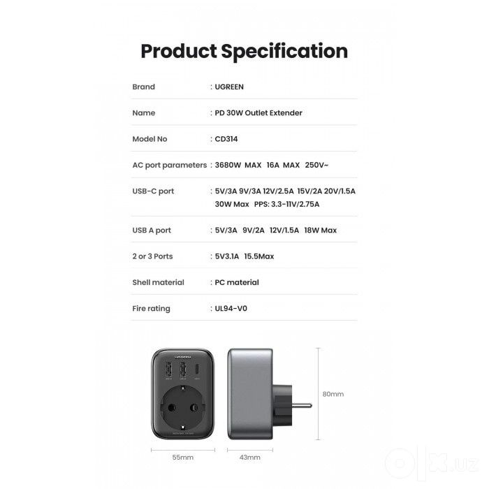 Ugreen 30W GaN PD Outlet Adapter