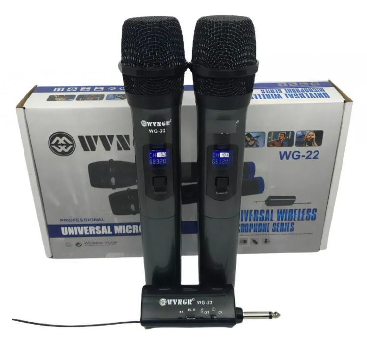 Комплект 2 бр. универсални динамични безжични микрофони WG-22