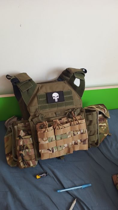 Vesta tactica plate carrier cp + cască fast airsoft