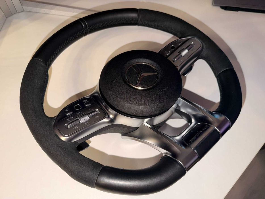 Оригинален AMG волан Mercedes-Benz GLE/GLS/E/C/S 53 AMG W167/W213/W166/W205 – кожа, Alcantara, подгрев, Distronic