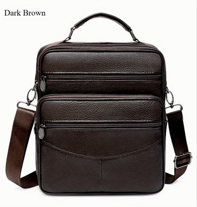 Мъжка кожена работна чанта/Елегантна и стилна, кафява естествена кожа!