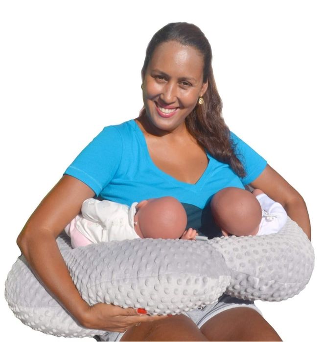 Възглавница за хранене за близнаци сиво минки