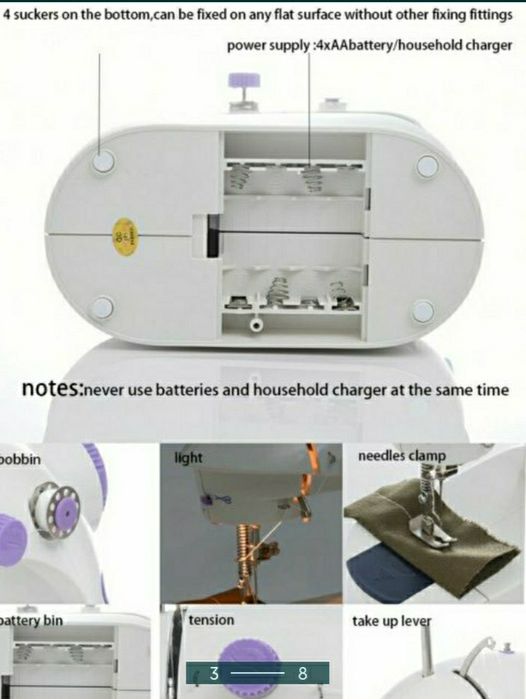 Мини тикув машина модел sm-202A  тукда ва батарейкада ишлайди Термиз