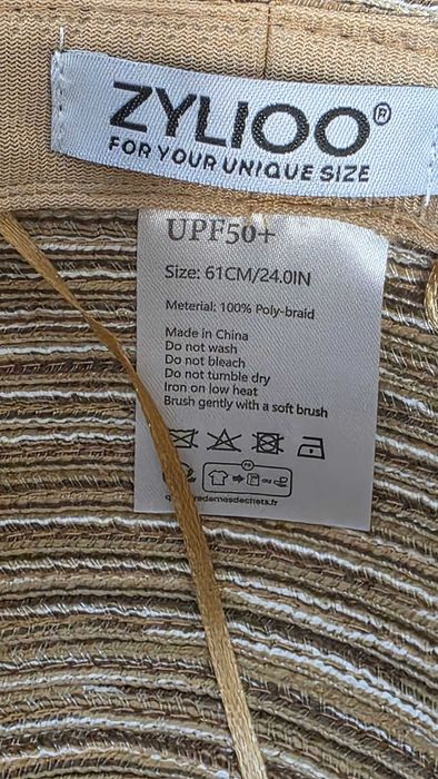 Pălărie de soare Zylioo UPF50+ bor larg XL/XXL 61 cm – Bej