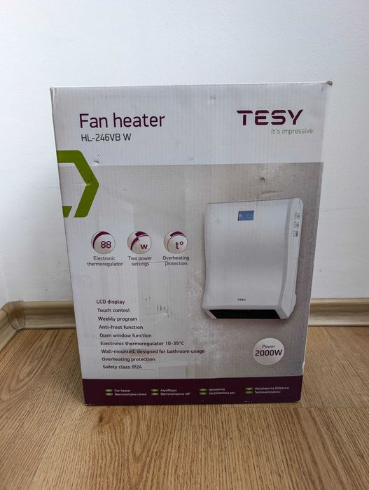 Вентилаторни печки за баня Tesy, 2000 W, IP24 с термостат, чисто нови