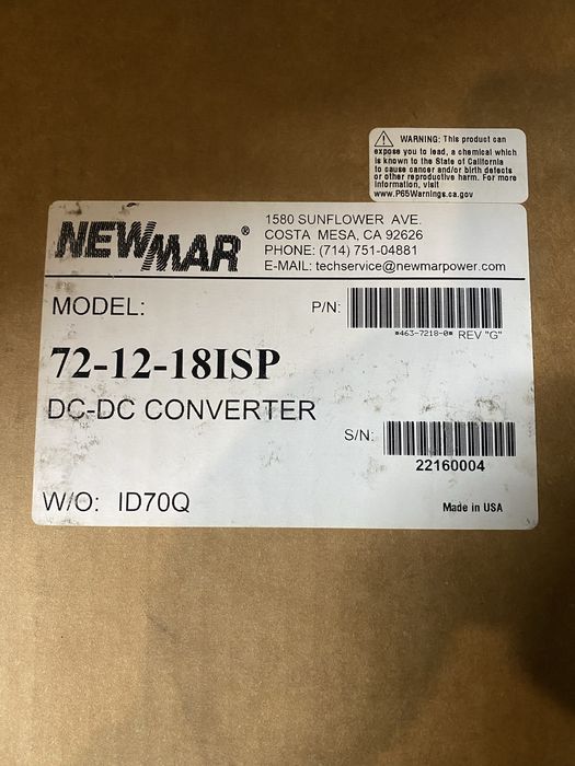 ISP Series DC-DC Converter, Input 42-90 VDC, Output 13.6 VDC 18A