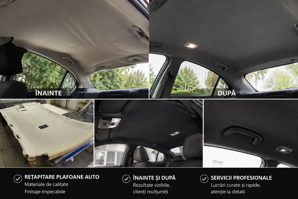 Retapițare Plafon alcantara/stofa, Fețe Uși, Polish Faruri , lumini ambientale