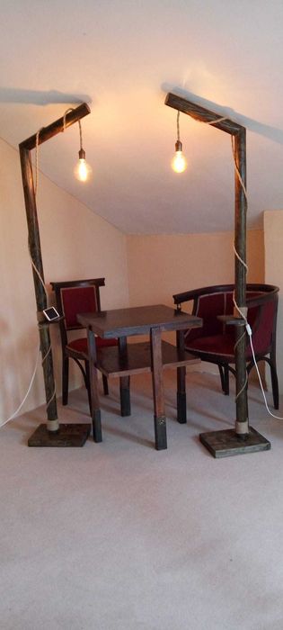 Дървена подова лампа-абажур,настолна лампа,нощна лампа.