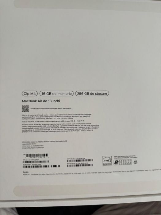 Macbook Air 13 M4 16GB RAM 256GB Midnight