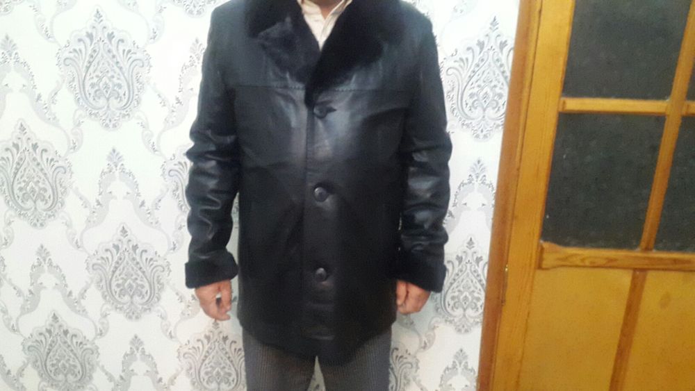 Кожаная зимняя куртка