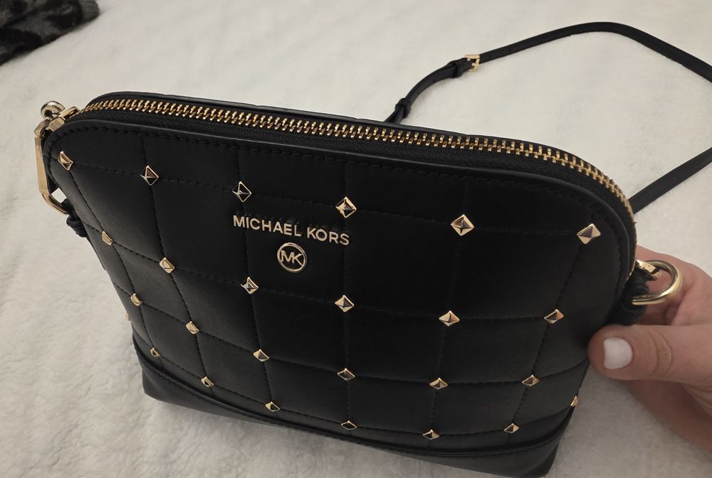 Michael Kors Jet Set Travel studded quilted crossbody bag – black, sma