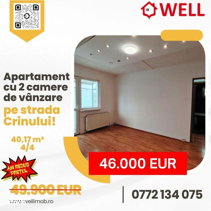 Apartament cu 2 camere de vânzare în Sf. Gheorghe, pe str. Crinului!