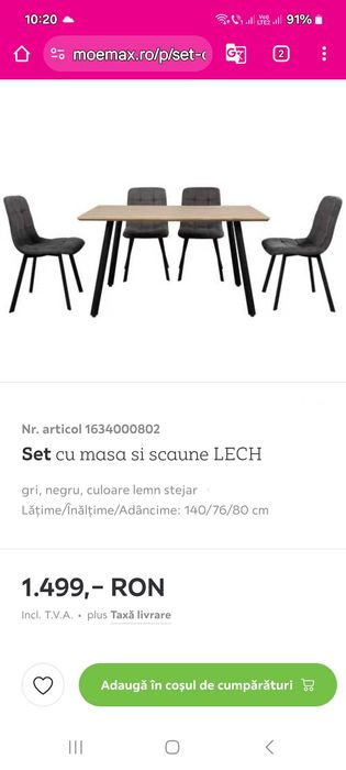 Vand set masa si scaune