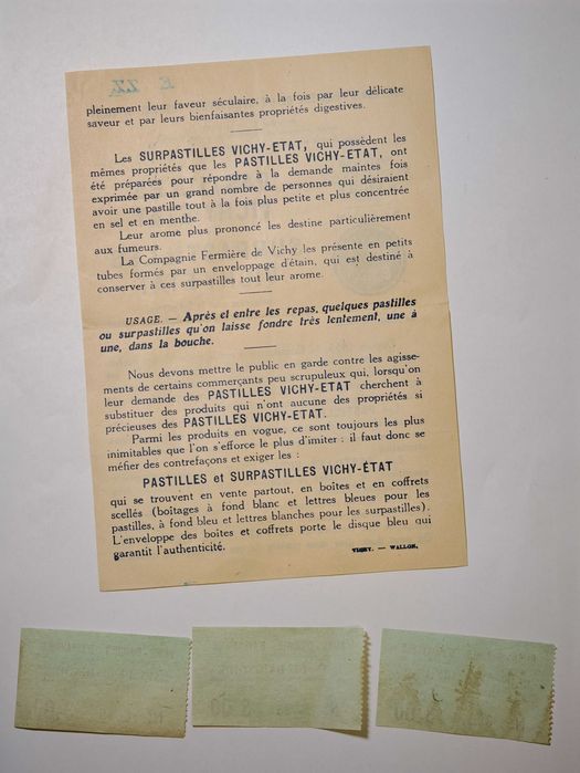 Lot Documente Vechi Franța: Reclamă Vichy-État + Bilete rare exclusive