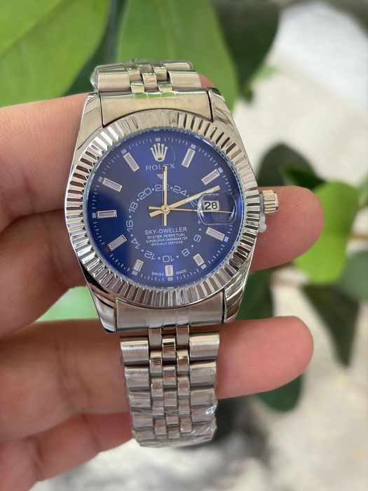 Rollex cadran albastru din inox