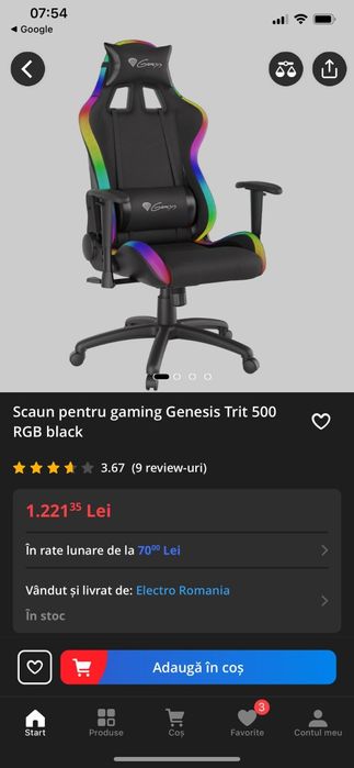 Scaun Genesis birou gaming cu leduri