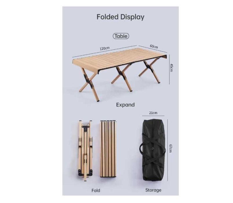 Stol piknik uchun Yig`iluvchi-120x45x60 sm. Yetkazib berish bepul