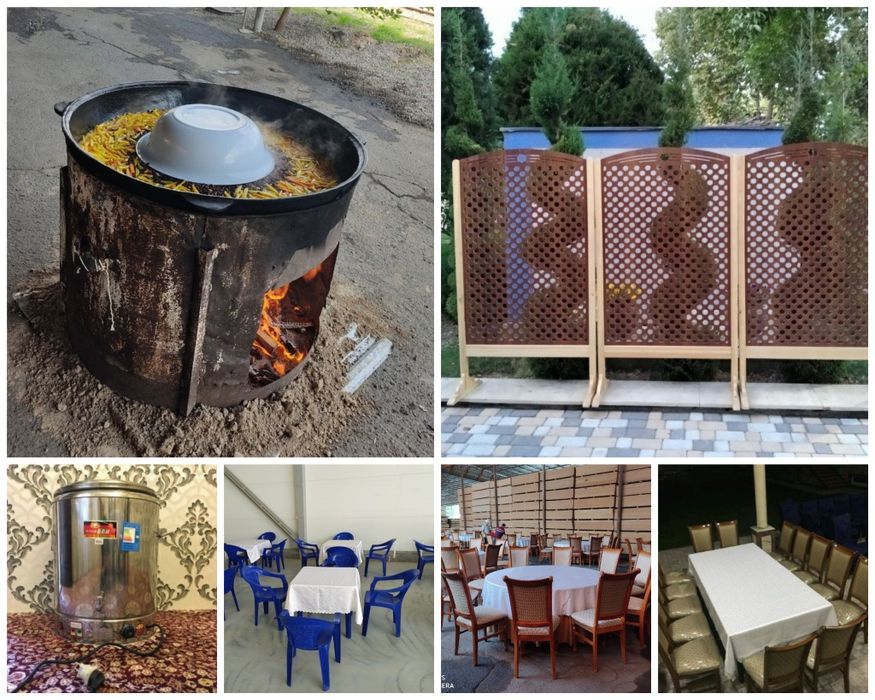 Arenda (prakat) stol stul sumalak qozon shirma zontik somovor o‘tin