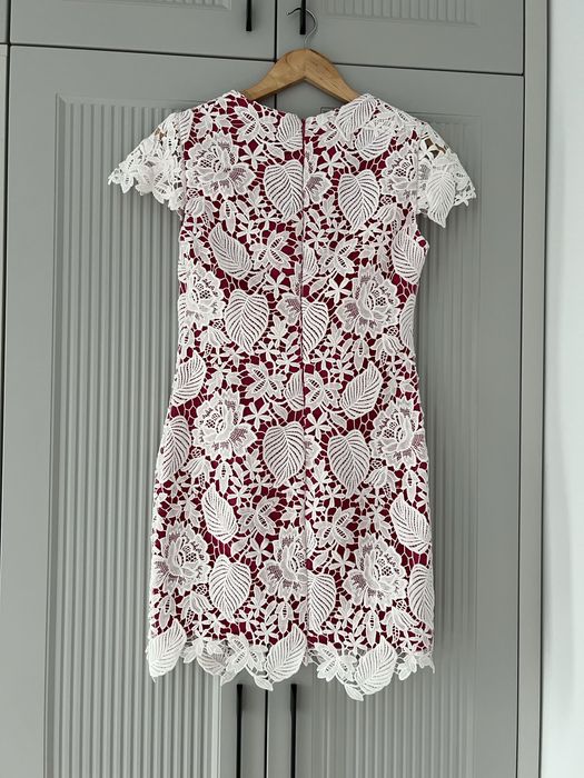 Rochie eleganta alb+roz