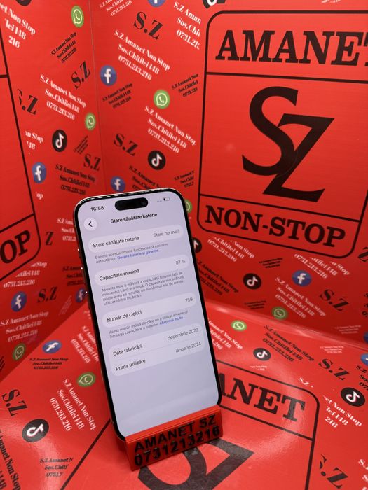 Iphone 15 Pro 87% Baterie Amanet SZ Non Stop