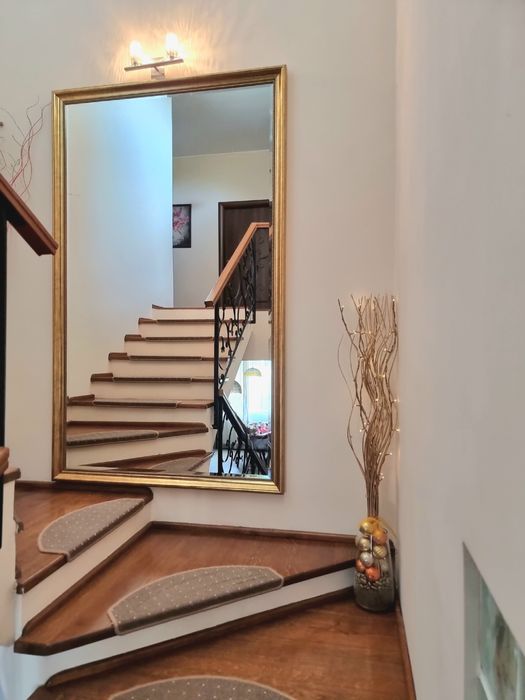 Oglindă masiva Miralite Saint Gobain  ramă lemn gold vintage