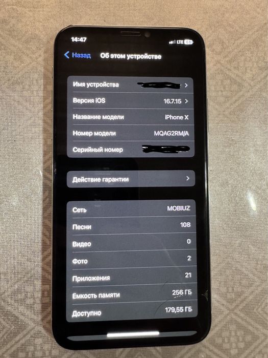 iPhone X 256 GB rangi oq