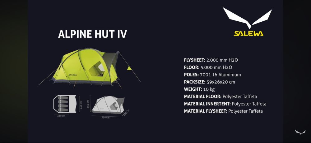 Cort patru persoane Salewa Alpine Hut IV, nou