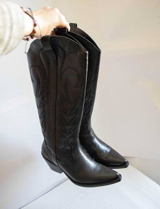 Cizme negre western cowboy piele naturala full marime 36