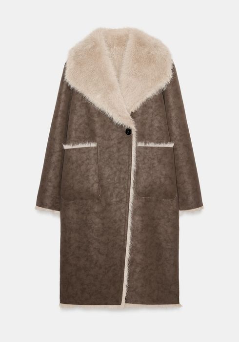 Palton blana Zara Winter Collection