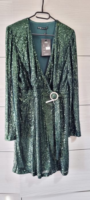 Rochie noua cu paiete, MBG verde, marime 48