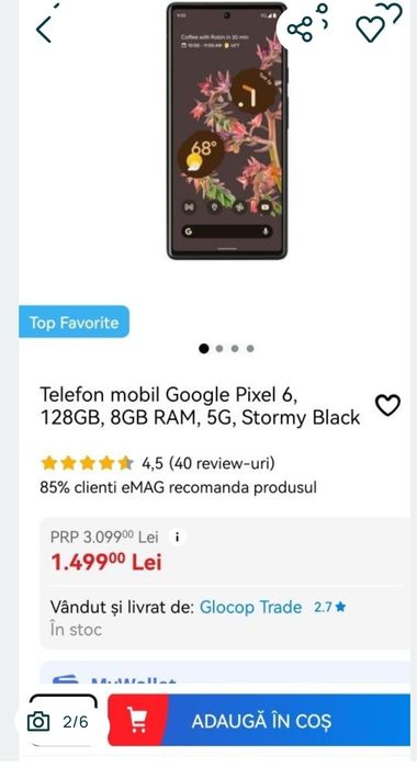Vand/schimb Tel Google PIXEL 6 (5G) 8/128GB, Android 16