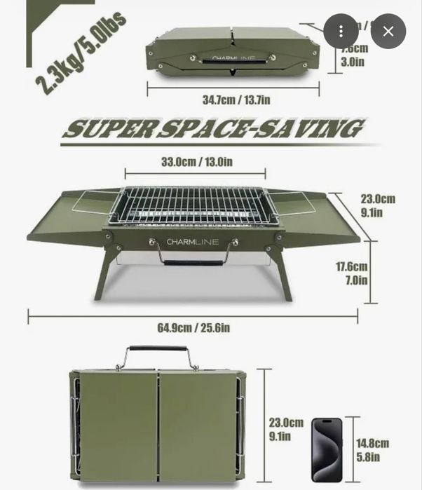 Gratar pe carbuni pliabil Charmline -Verde (NOU)
