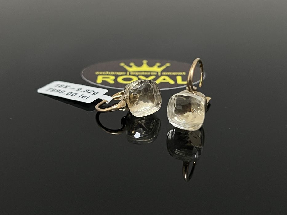 Bijuteria Royal CB : Cercei aur 18K 9,32 grame topaz incolor