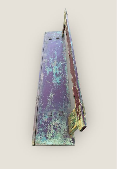 Bancheta taraneasca veche cu spatar si sezut din lemn de stejar