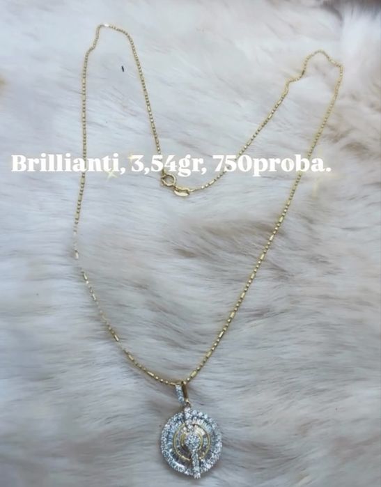 Elegantniy kulon s brilyantami, 3,54gr 750proba