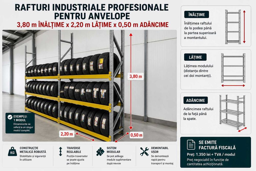 Rafturi industriale profesionale pentru anvelope – mai multe dimensiuni