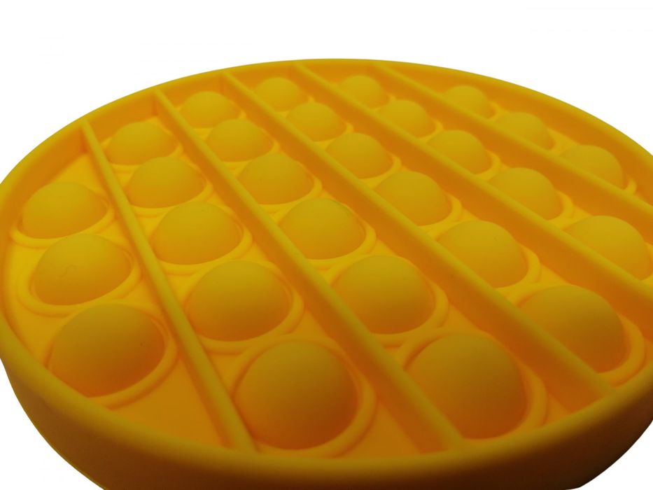 Jucarie antistres, Pop it, silicon, 13 cm, galben, bila marble inclusa